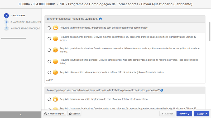 Avaliação e Homologação de Fornecedores