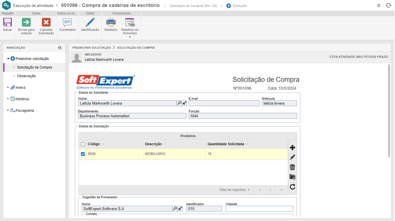 Solicitação de Compras com níveis de aprovação por valor